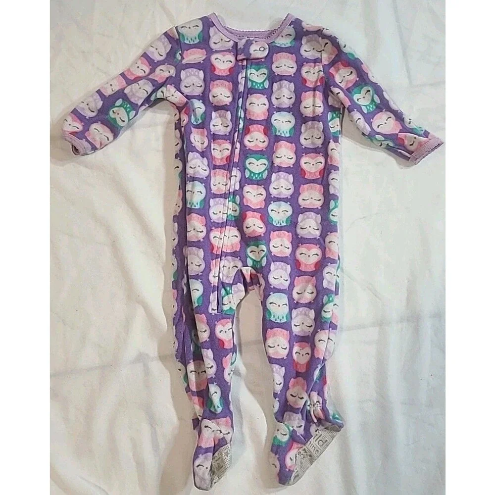 Set Of 2 Baby Girl Footie Pajamas  1 Owl shirt 6-9 Months Sleepwear